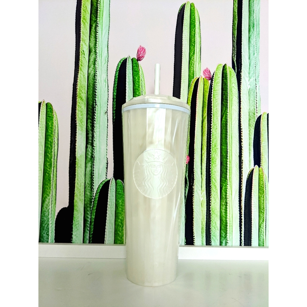 Starbucks Cold Cup Tumbler Dome Lid Kaleidoscope Venti White Pearlescent